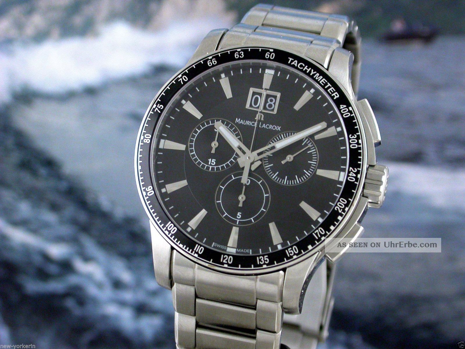 Org Maurice Lacroix Herrenuhr Miros 1098 Edelstahl Sport Chronograph