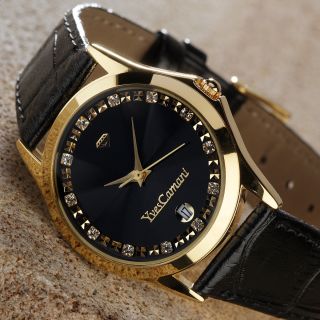 Yves Camani Golden Twinkle Damenuhr Armbanduhr Lederarmband Bild