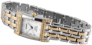 Akzent Damen Uhr Edelstahl Bicolor Golden Silber Armbanduhr Strass Bild