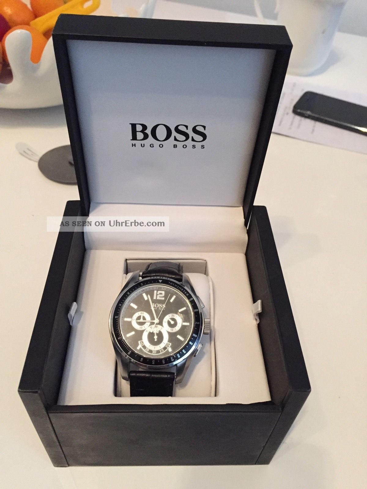 Hugo Boss Armband Uhr Silber Und Lederarmband.  Uhr Herren Armbanduhren Bild
