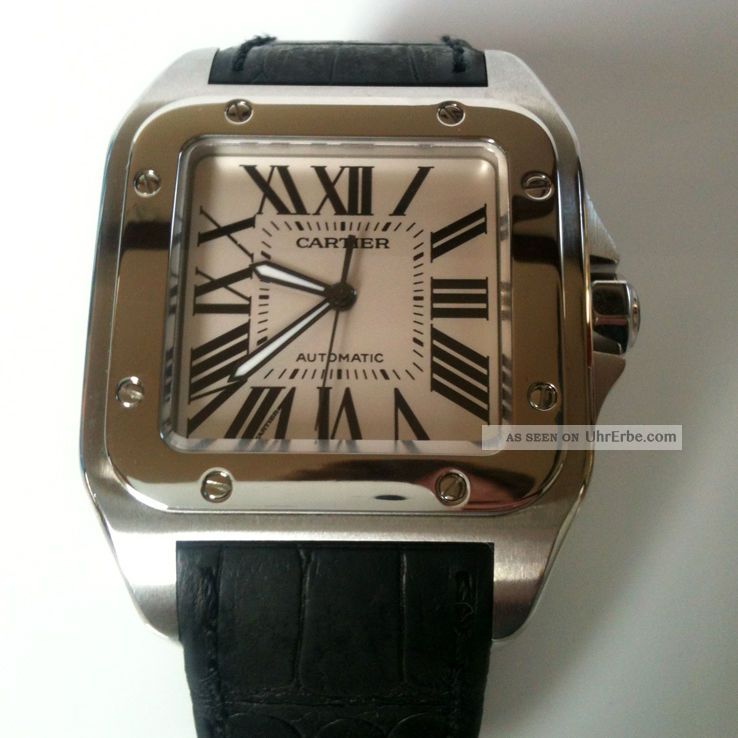 Cartier Santos 100 Xl Automatik Edelstahl Box Papiere Aus 2004 Armbanduhren Bild