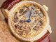 Laurine Kairo Gold Herren Skelett Armbanduhr Mech Handaufzug Kristalle Leder Armbanduhren Bild 2