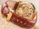 Laurine Kairo Gold Herren Skelett Armbanduhr Mech Handaufzug Kristalle Leder Armbanduhren Bild 4