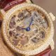 Laurine Kairo Gold Herren Skelett Armbanduhr Mech Handaufzug Kristalle Leder Armbanduhren Bild 6