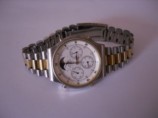 Seiko 7a48 - 7000 Herren Chronograph Quartz Armbanduhr Mit Mondphase Bild