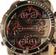 Animoo Xxxl 4 Zeitzonen Armbanduhr Leder Herrenuhr Schwarz / Rot Armbanduhren Bild 1