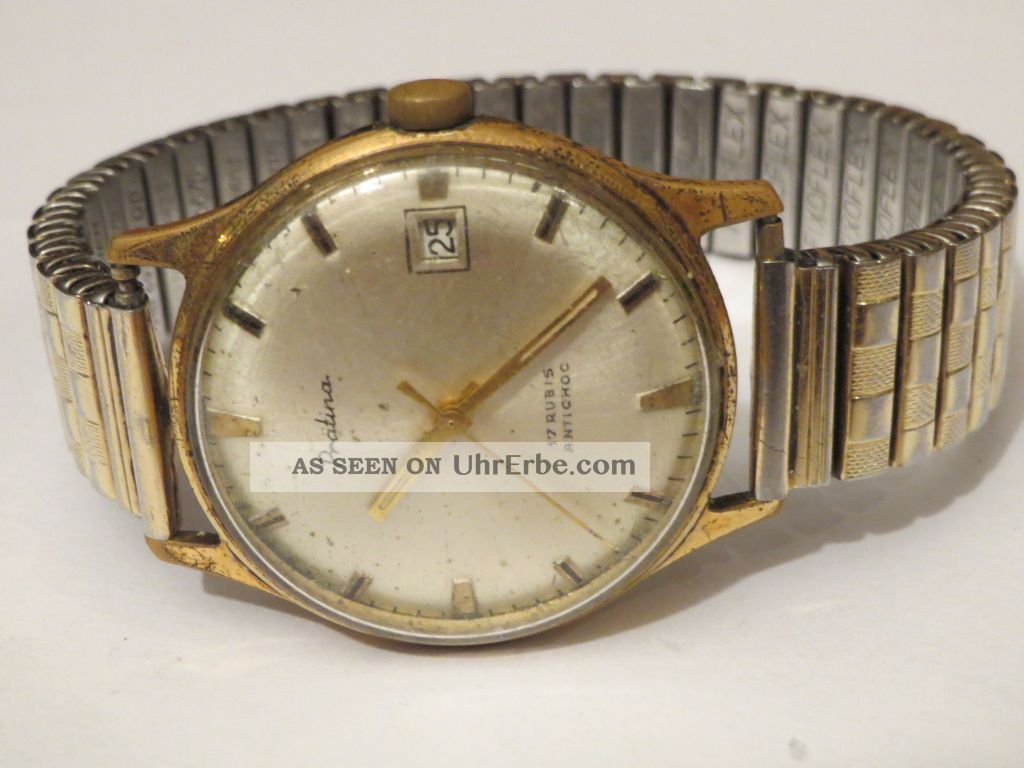 Sammler Prätina Handaufzug Herrenuhr 50er Jahre Klassiker Datum 17 Steine Rar Armbanduhren Bild