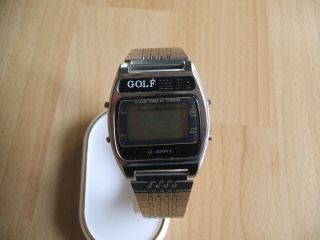 Defekte Uhrsammlung An Bastler Alte Digital Lc Quartz Chrono Golf Herrenuhr Bild