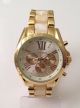 Goldene Metall Armband Uhr | Blogger Trend Chronograph | Beige | Horn - Optik Armbanduhren Bild 1