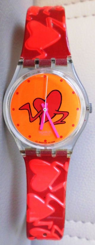 Swatch Uhr Gk237 - 1997 Pounding Heart Plumcake Valentine Bild