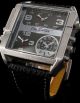Jay Baxter Xxxl Retro Leder Uhr Dual Time Quarz Herrenuhr Armbanduhren Bild 1