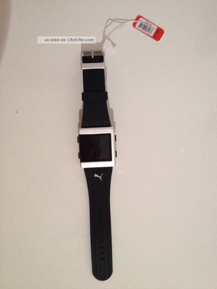 Orginal Puma Herren Uhr Sportlich Elegant 99€ Ovp Schwarz Silber Digital Armbanduhren Bild