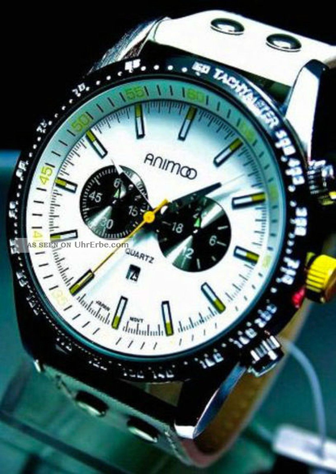 Animoo Future Leather Retro Armbanduhr Leder Herrenuhr Datumsanzeige Tachymeter Armbanduhren Bild
