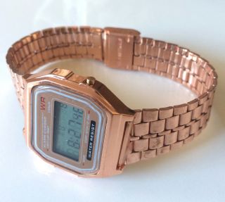 Rose Gold Armbanduhr Digital Retro Vintage 80 Er Jahre Alarm Stoppuhr Bild