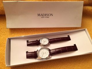 Madison York Armbanduhren Damen & Herren & Ovp Uhr Leder Armband 2 Stück Bild