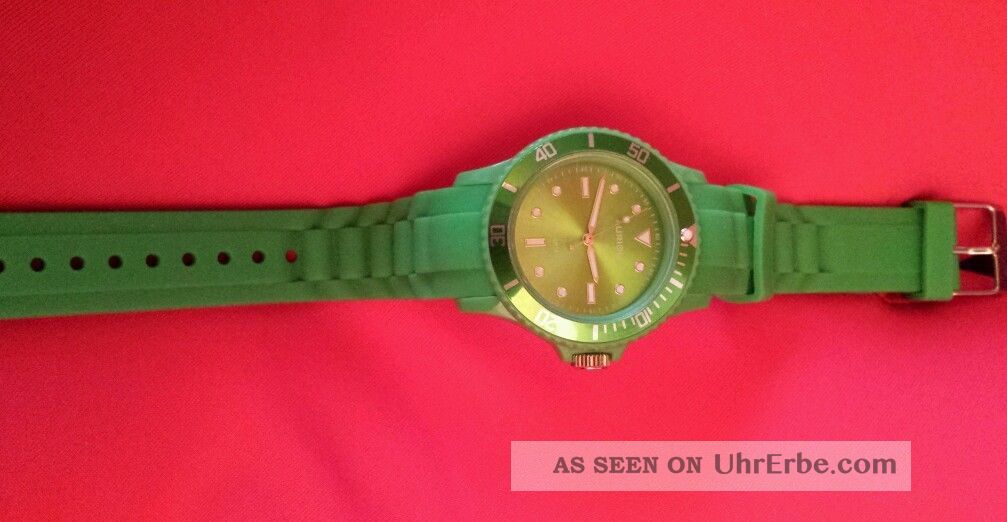 3 Stück Silikon Metall Uhr - Damen/herren Gummi Watch Armbanduhr Grün Weiß - Lila Armbanduhren Bild