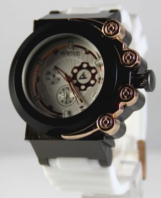 Schwere Animoo Xxxl Weiß Kautschukband Armbanduhr Quartz Herrenuhr Bild
