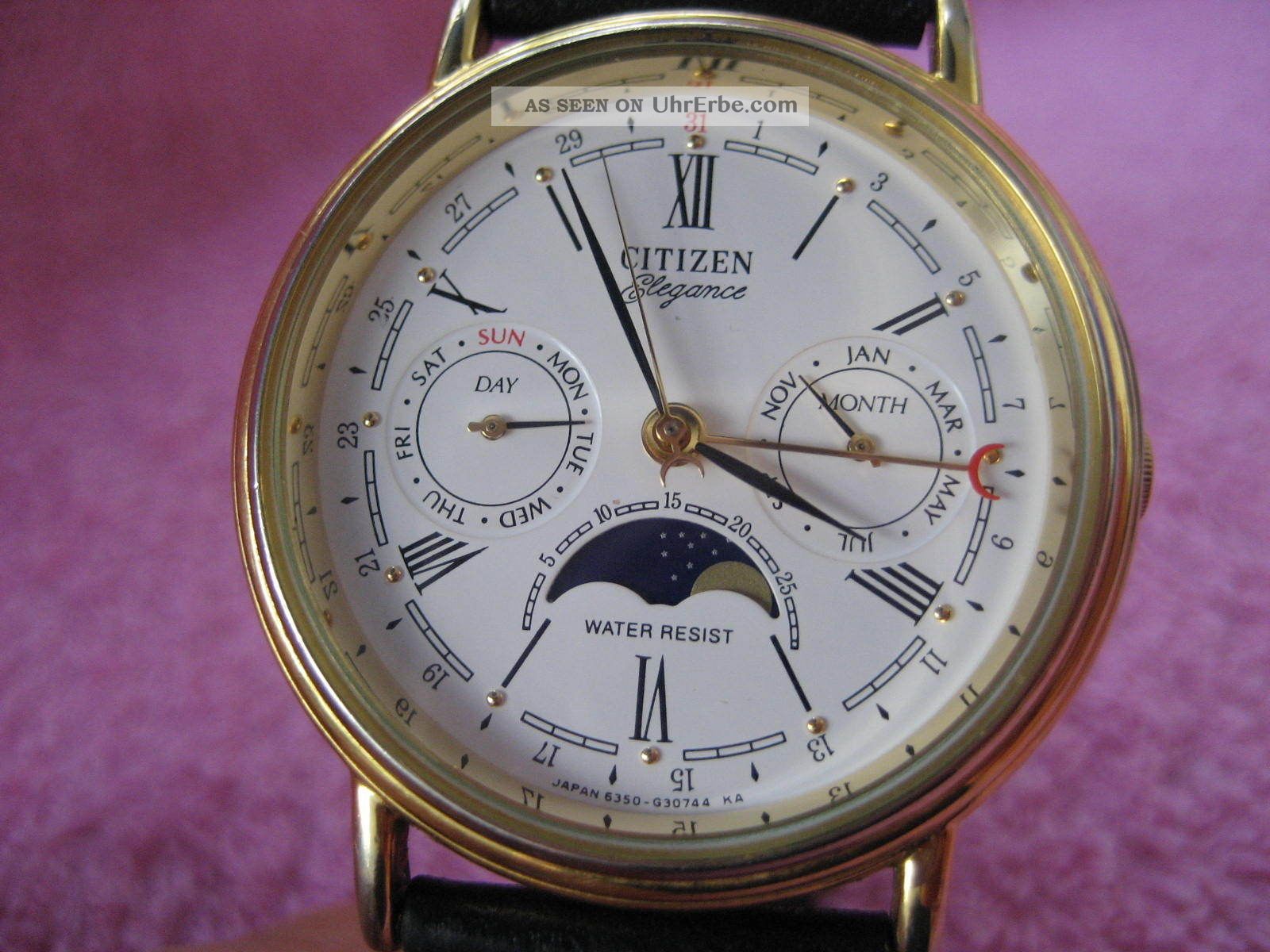 Citizen Elegance Moon Phase Perpetual Calendar Quartz Gold Tone Watch