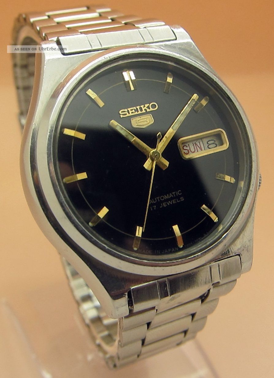 Retro Seiko 5 17 Jewels Mechanische Automatik Uhr 7009 - 876a Datum & Taganzeige Armbanduhren Bild