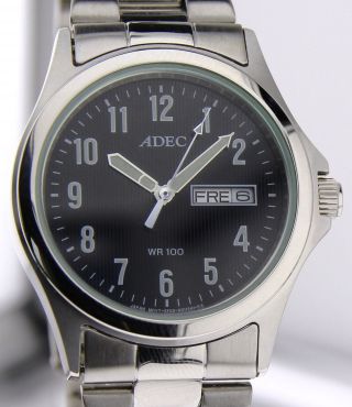 Armbanduhr Citizen Adec Wr 100 Mit Tag / Datum - Mit Edelstahl Gliederband Bild
