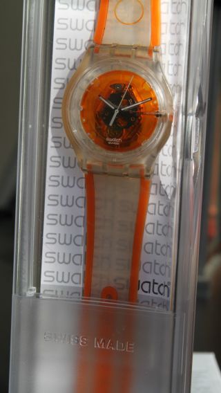 Swatch Orange Instantaneous Fresh Sujk102 Poppige Armbanduhr Gummi Rar Ovp Bild