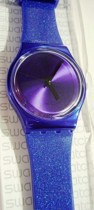 ♥♥ Traumhafte Swatch Intense Blue ♥ Glitzer Blau Metallic Damen Mädchen Uhr Bild