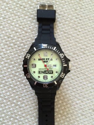 Silikonuhr Enjoy Rockstar 1819 Armbanduhr Datumsanzeige Unisex Uhr Schwarz Bild