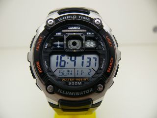 Casio Ae - 2000w 3199 World Time Led Herren Armbanduhr Watch 20 Atm Watch Bild