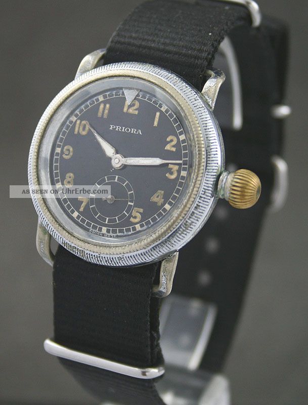 Priora Dienstuhr Military Wk Ii Vintage Swiss Made Armbanduhren Bild