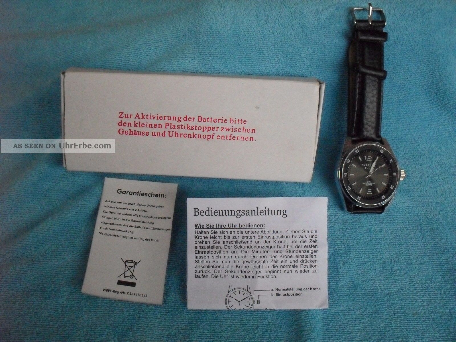 Herrenarmbanduhr Avialic 1903 Lederarmband 3atm & Ovp Armbanduhren Bild