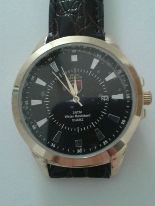 Edle Quarz Armbanduhr M.  Datumsanzeige & Seiko Uhrwerk,  Goldf.  GehÄuse,  3tm, Bild