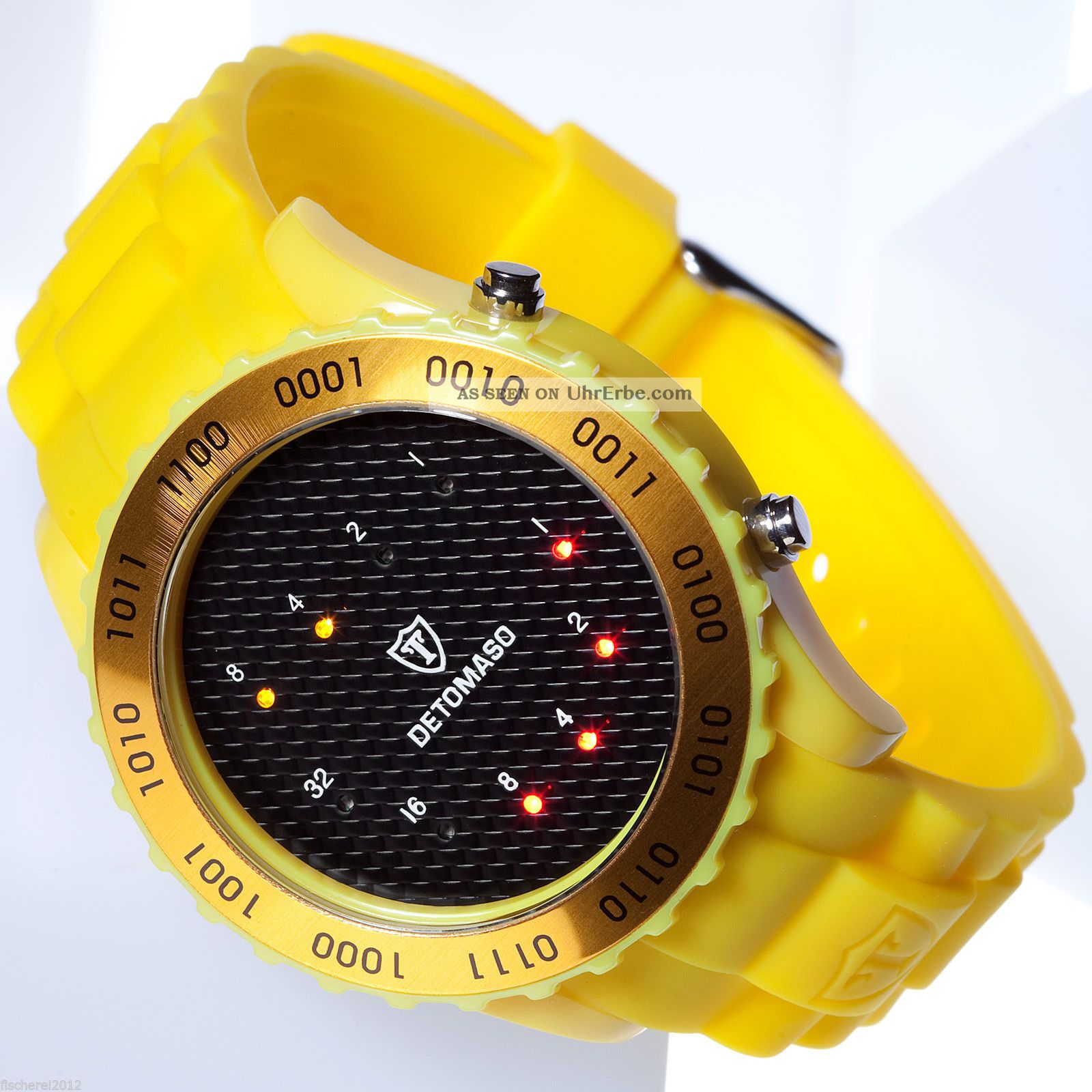 Detomaso Spacy Timeline Unisex Armbanduhr Gelb Schwarz Silikon Binär Led Armbanduhren Bild