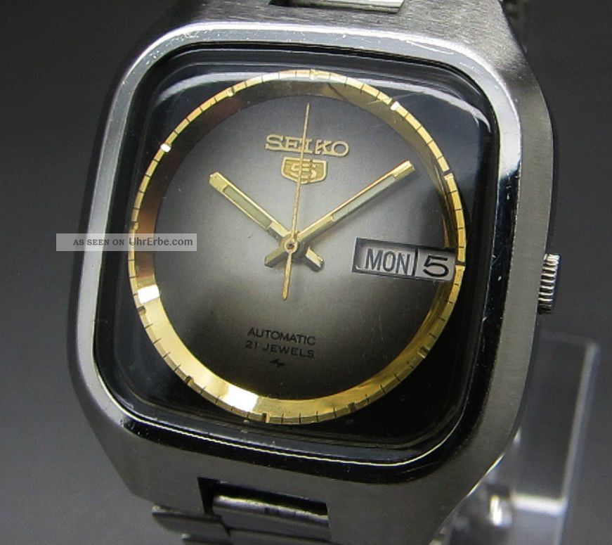 Tv Square Seiko 5 Mechanische Automatik Uhr Tag Und Datumanzeige 21 Jewels Armbanduhren Bild