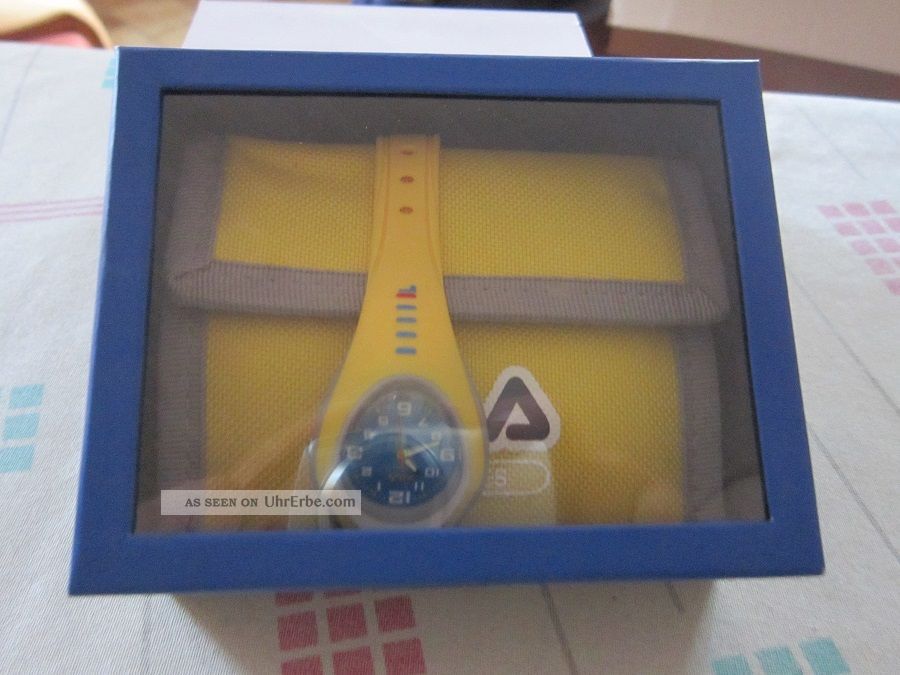 Fila Armbanduhr Uhr In Gelb Mit Portemonaie / Geldbörse Unisex Weihnachten Armbanduhren Bild
