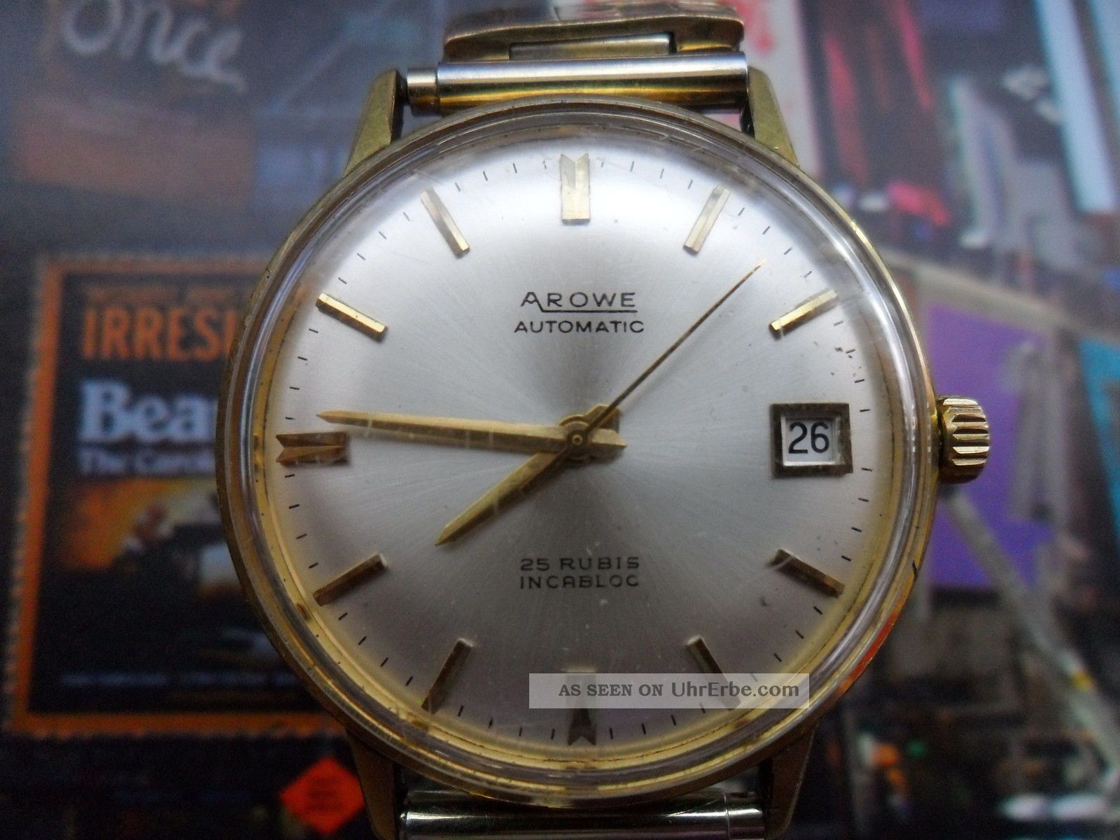 Arowe Automatic Cal.  1361 Rar Selten Uhr 25 Rubis Incabloc Vergoldet Armbanduhren Bild