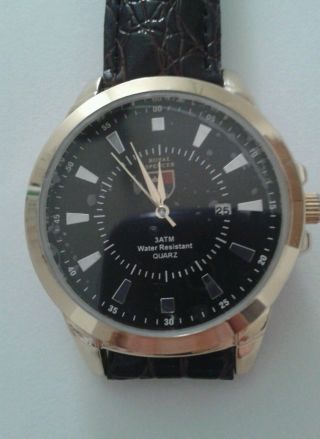 Edle Quarz Armbanduhr M.  Datumsanzeige & Seiko Uhrwerk,  Goldf.  GehÄuse,  3tm, Bild