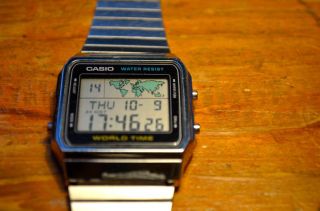 Casio World Time Uhr Vintage Retro Lcd 80er Jahre Bild