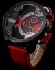 Roter Double Timer Animoo Dualtime Quartzuhr Lederband Herrenuhr Armbanduhren Bild 1