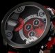 Roter Double Timer Animoo Dualtime Quartzuhr Lederband Herrenuhr Armbanduhren Bild 2