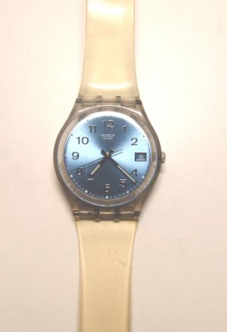 Swatch Blue Armbanduhr Mit Datum Voll Funktiontüchtig. Bild