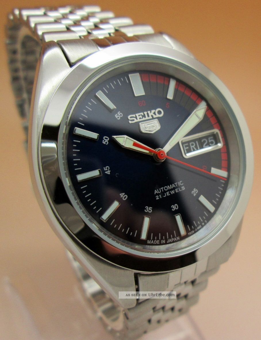 Seiko 5 Racer Snk375 Durchsichtig Automatik Uhr 7s26 - 0520 21 Jewels Datum&tag Armbanduhren Bild
