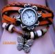 Armbanduhr Rund Modisch Damen Vintage Retro Quartz Analog Schmetterling Anhänger Armbanduhren Bild 14