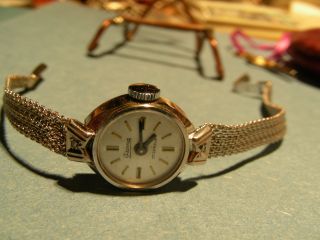 Damen - Armband - Uhr Weisgold 585 14kt 1965 - 1970 Mit 2 Diamanten Bild