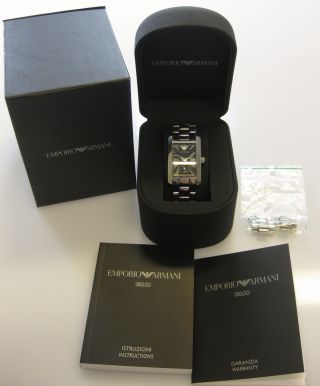 Emporio Armani Damen Armband Uhr Ar0157 - Silber /schwarz - Mit Box Und Bild