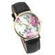 Retro Vintage Rosen Blume Damen Armbanduhr Lederarmband Basel - Stil Quarzuhr Armbanduhren Bild 1
