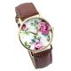 Retro Vintage Rosen Blume Damen Armbanduhr Lederarmband Basel - Stil Quarzuhr Armbanduhren Bild 3
