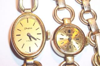 Zwei Defekte Glashütte Damen Armbanduhren - Made In Gdr Bild