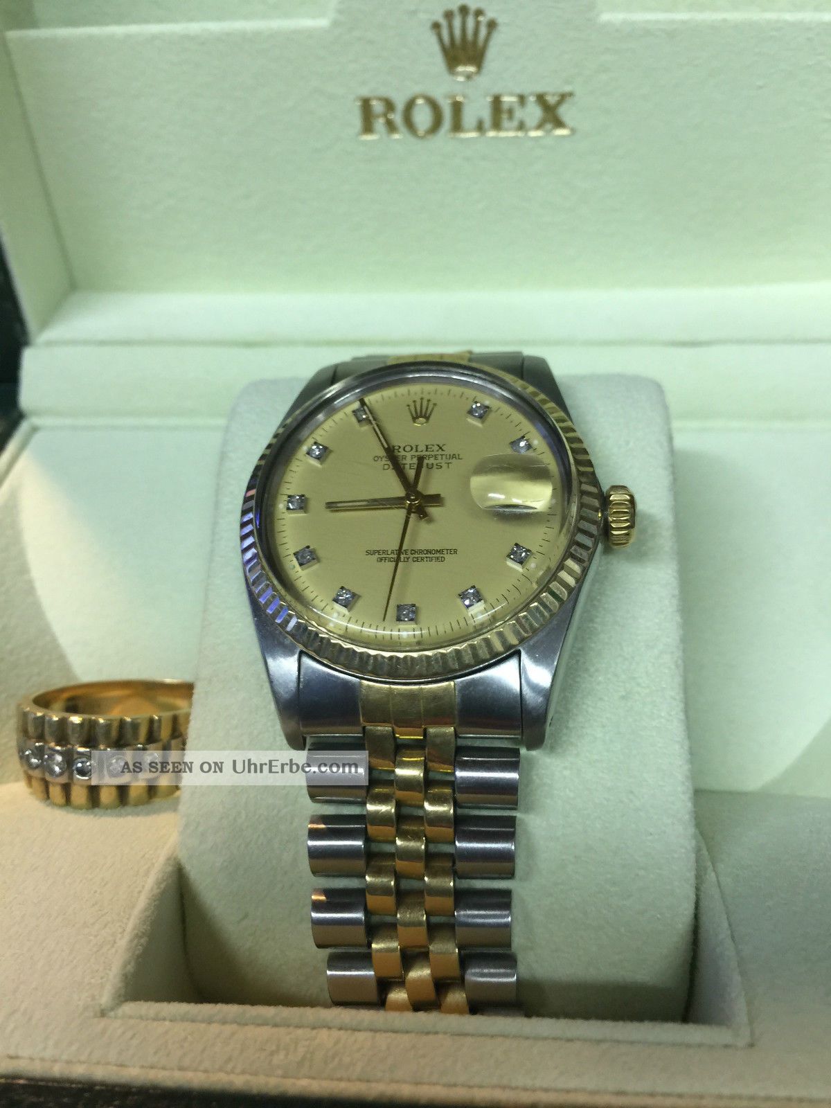 Rolex Date Just Gold Stahl Passender Ring 750 Mit Brillanten