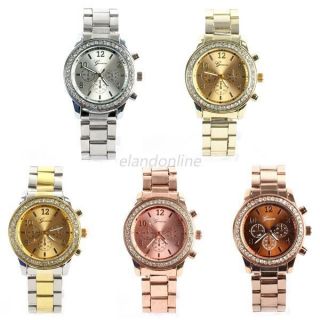 Shinny Bling Kristall Frauen - Edelstahl - Quarz - Armbanduhr Genf Günstige J69 Bild