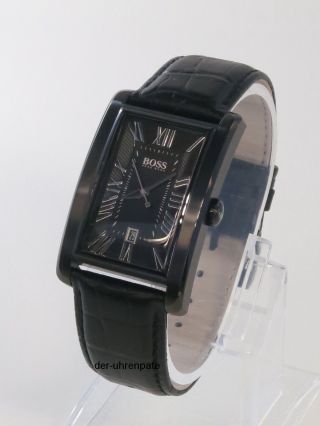 Hugo Boss Herrenuhr / Herren Uhr Leder Datum Schwarz Silber 1512709 Bild